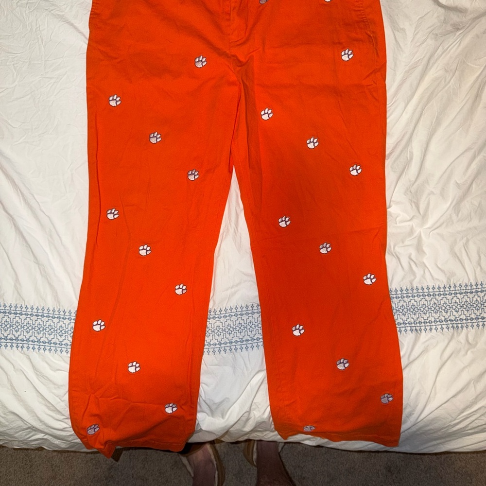 Clemson men’s Orange Pants with White Paw Prints 40x32